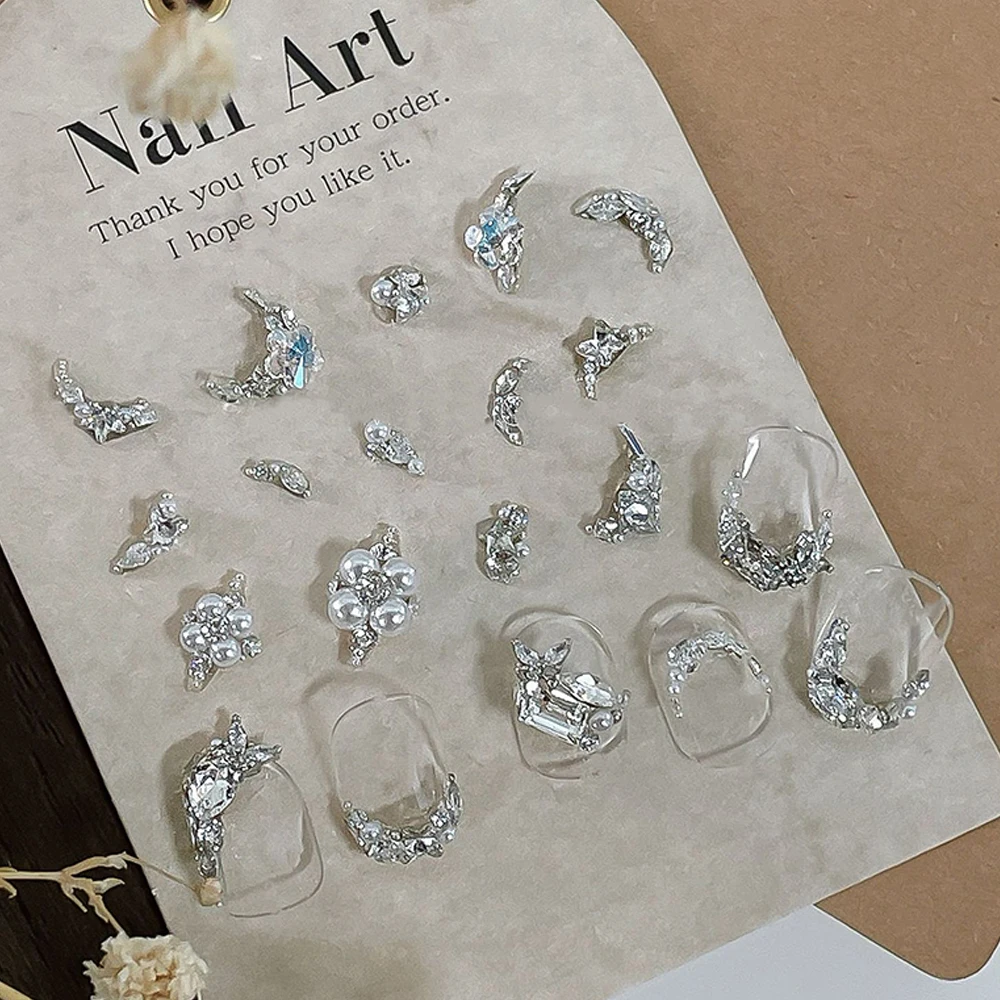 1 Stück klare französische 3D-Gestapelte Bohrer, luxuriöser K9-Kristall, funkelnder Zirkon, Nagel-Charms, französische Maniküre-Dekoration, Diamant
