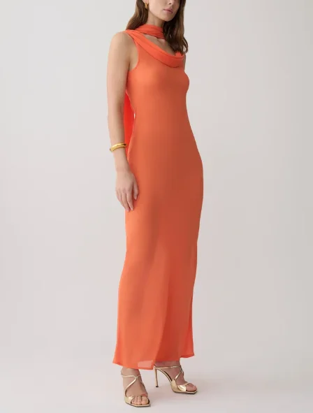 Vestido de noche de lujo personalizado sin mangas hasta el tobillo, corte en A, naranja, vestidos para bodas, invitada, vestido de fiesta, vestidos de gala, abiti prom