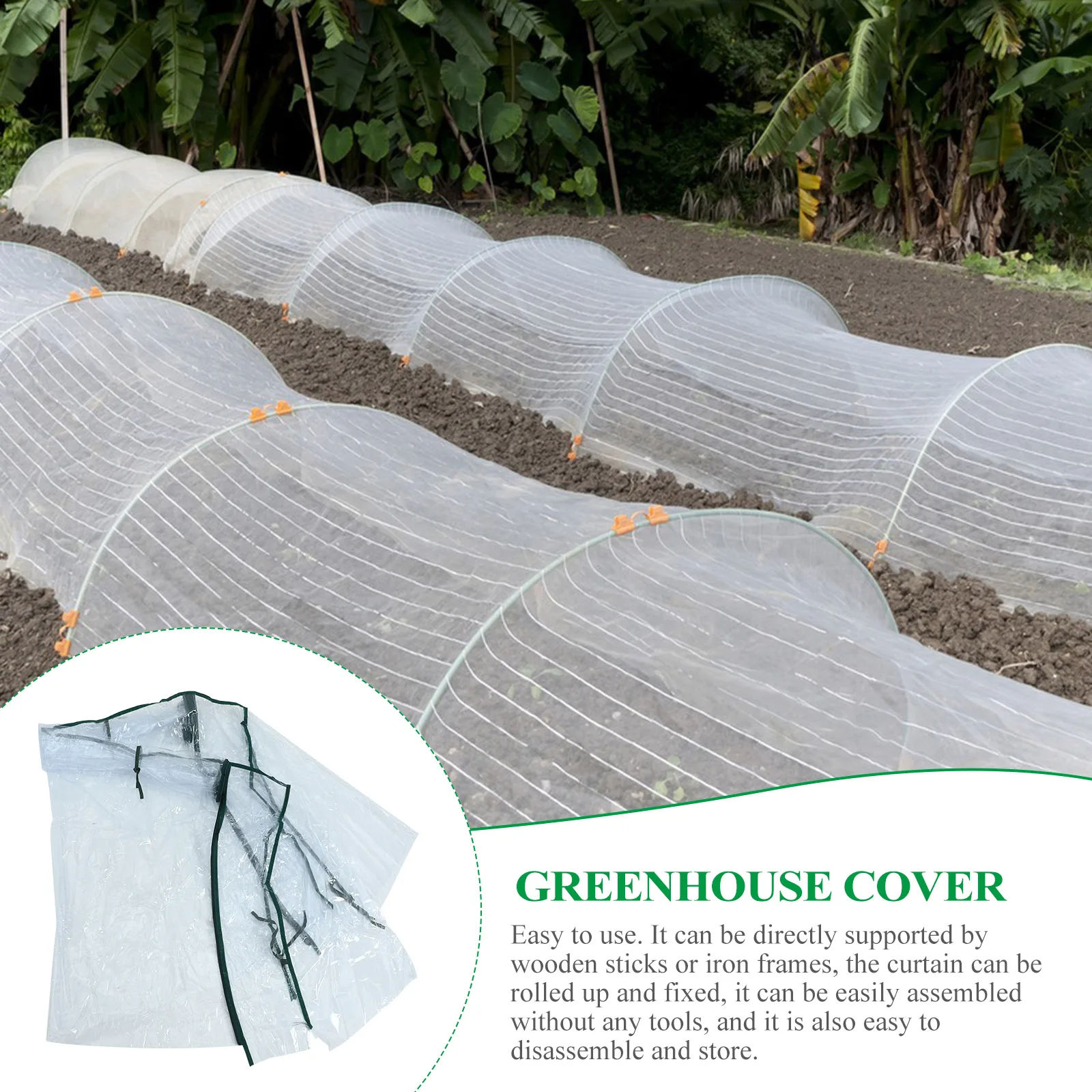 

Pvc Greenhouse Cover Transparent Waterproof Plant Protector For Outdoor Garden Roll-Up Zipper Door Portable Grow Tunnel