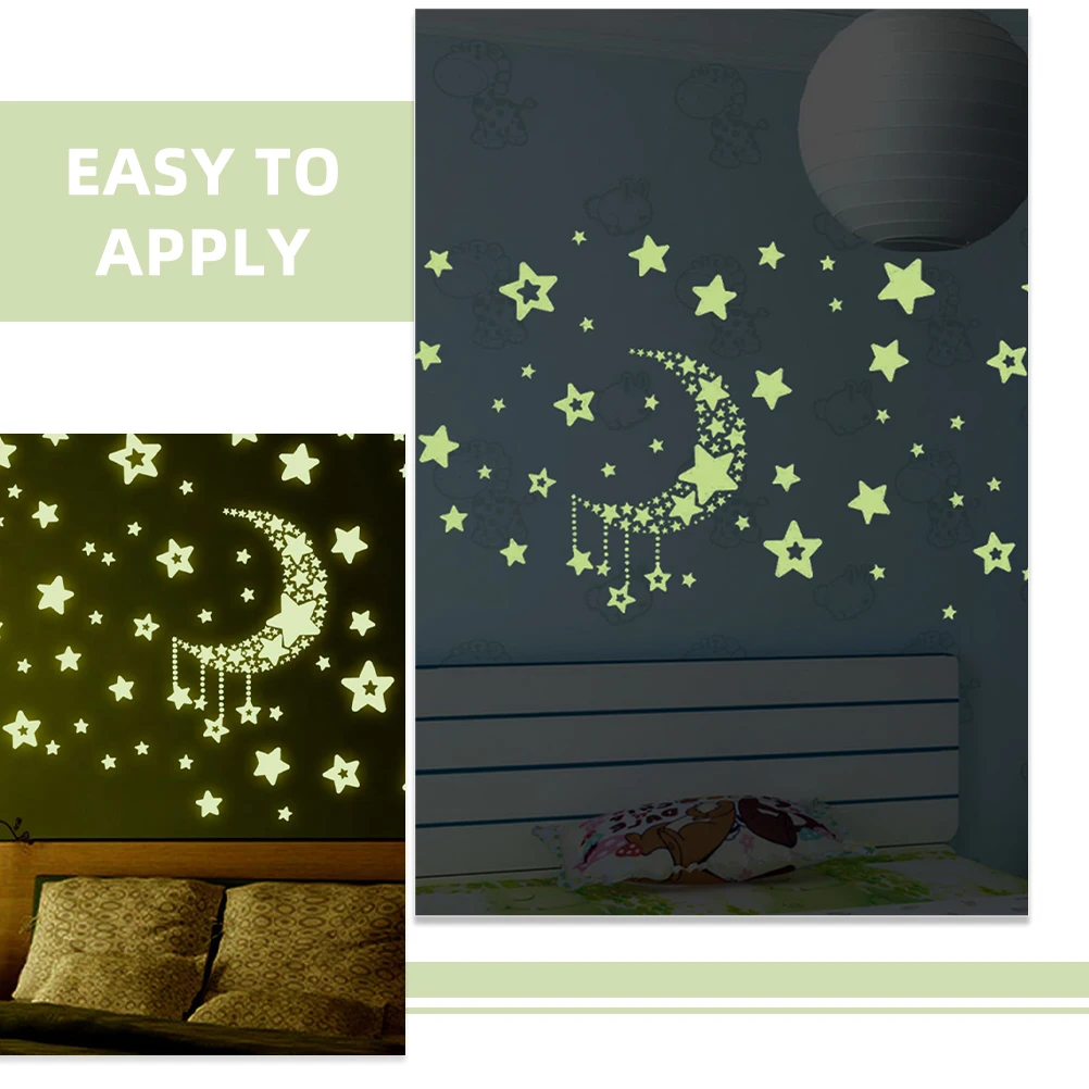 

4Sets Glow in The Dark Wall Stickers Moon Star Pattern Room Bedroom Kids Nursery Wall Decals Home Decor Moon Stickers