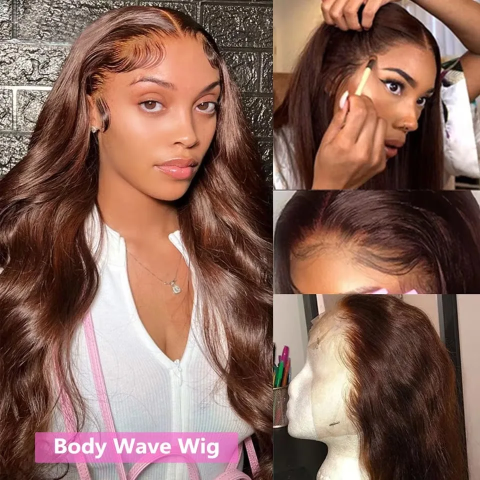 Body Wave 13x4 hd Lace Front Wig for Women Curly Brown Natural Hairline Synthetic Lace Front Wig 26 Inch Glueless Cosplay Wigs