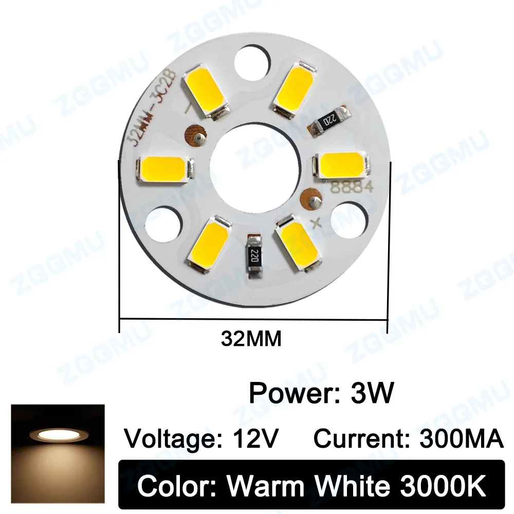 Imagem -02 - Painel de Luz Led de Alto Brilho Branco Quente Smd 2835 5730 Chip para Faça Você Mesmo Downlight Spotlight 1w 3w 5w 7w 12v 24v 10 Pcs