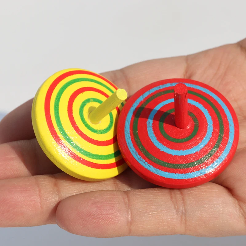 10Pcs Wooden Rainbow Spinning Top Decompression Toys High Quality Kids Birthday Party Favors Boys And Girls Fun Classic Gifts