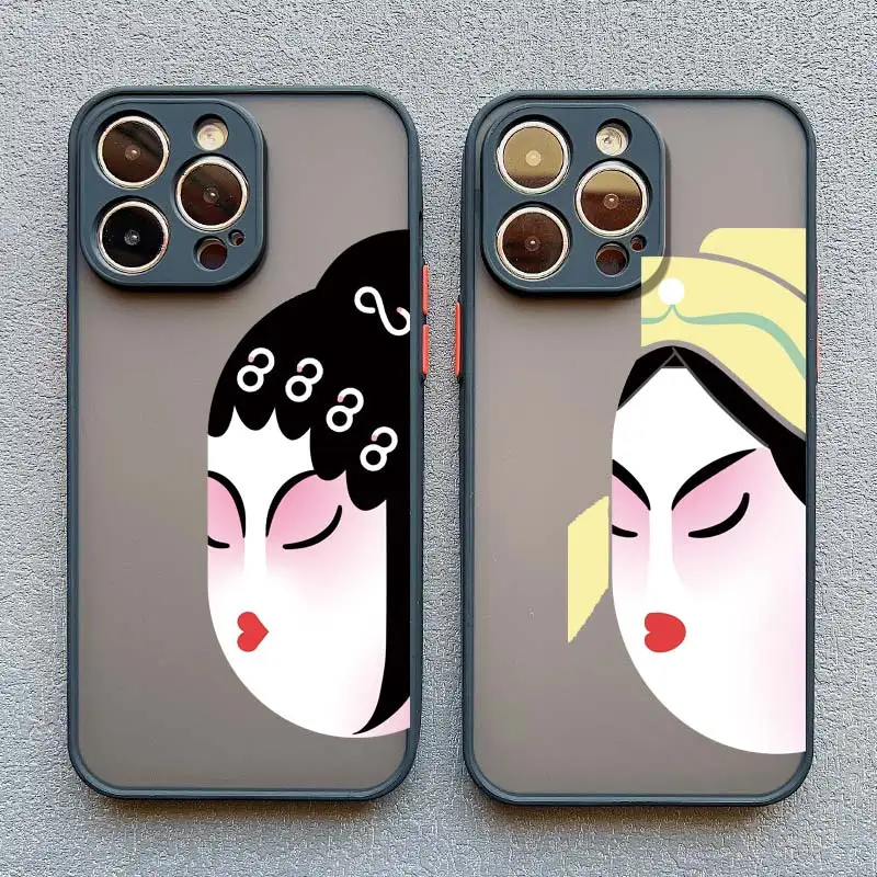 Chinese Style Original Peking Opera Phone Case for iPhone 15 14 13 12 11 Pro Max Mini XS X XR 7 8 Plus SE2 Shockproof Case Funda