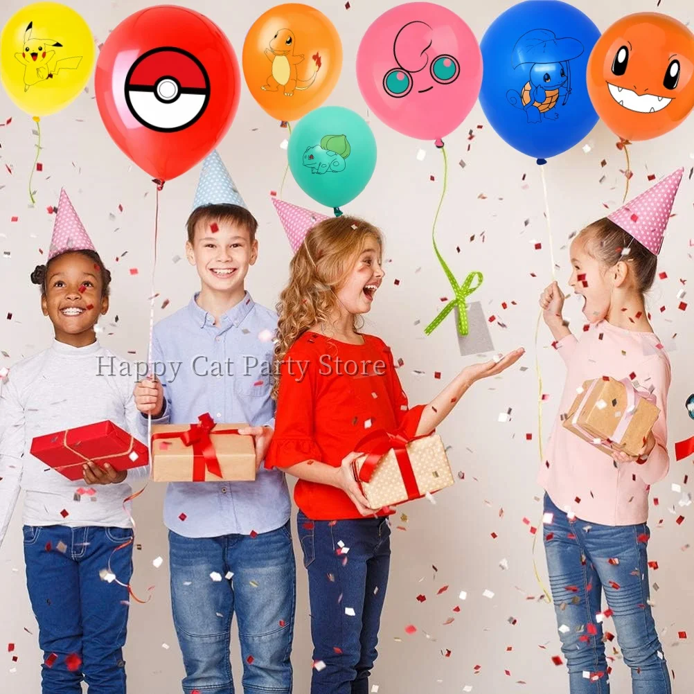 Pokemon Latex Balloons Birthday Party Decor Cartoon Pikachu Balloon Poke Ball Balloons Baby Shower Kids Favor For Party Supplies