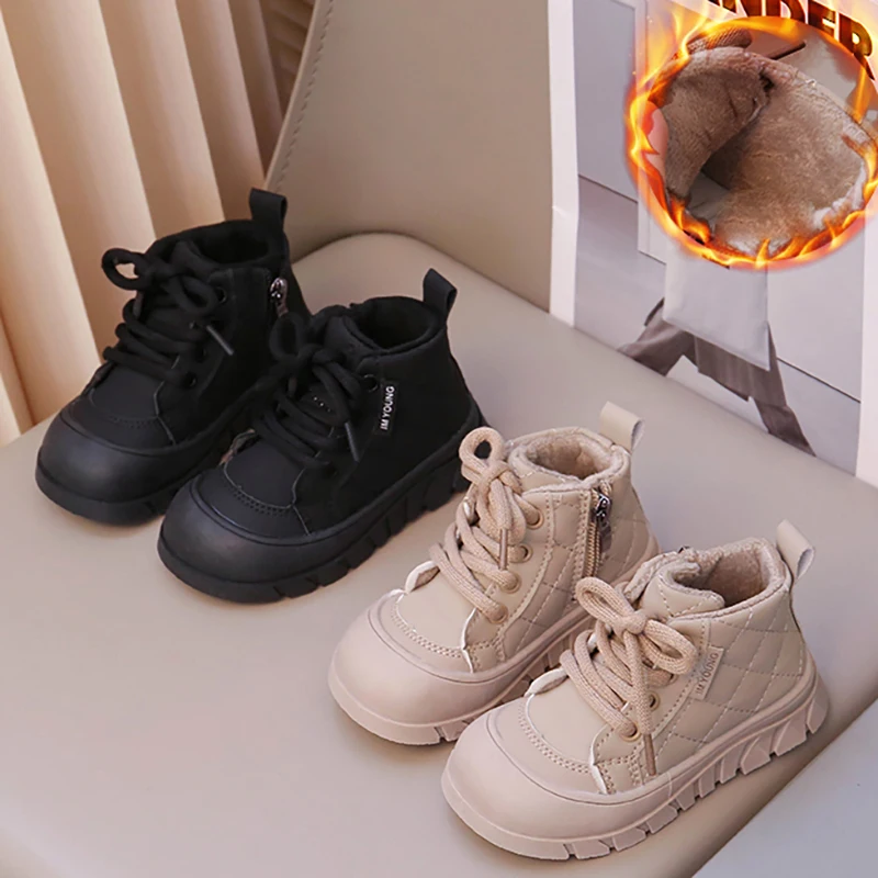 

Winter Snow Boots For Children Faux Fur Warm Boots For Boys Girls Waterproof Thick Warm Cotton Shoes Fashion Kid's Plush Boots