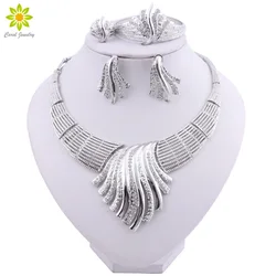 New Exquisite Dubai Silver Color Jewelry Set Nigerian Wedding Woman Accessories Jewelry Set African Beads Jewelry Set