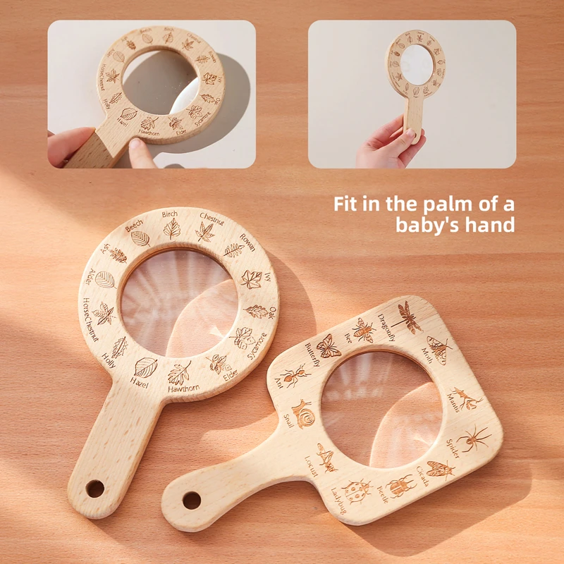 Baby Wooden Magnifier Toy Montessori Early Education Cultivation Exploration Interest Puzzle Tool Kid Outdoor Adventure Game Toy