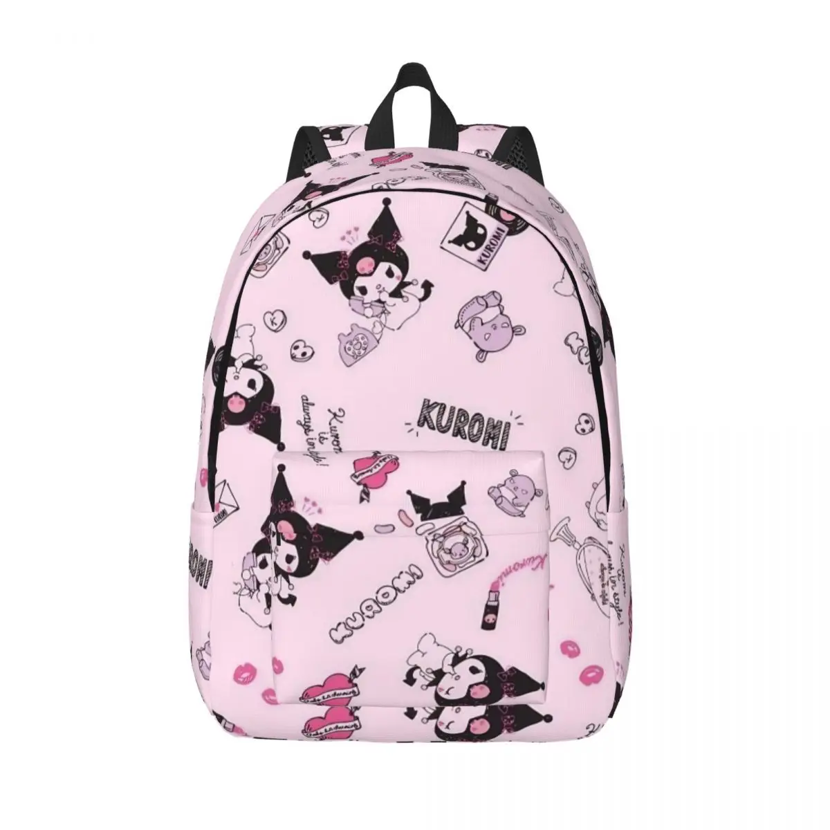 

Pink Kuromi Cartoon Backpack for Men Women Cool Student Work Daypack Laptop Computer Shoulder Bag Sports