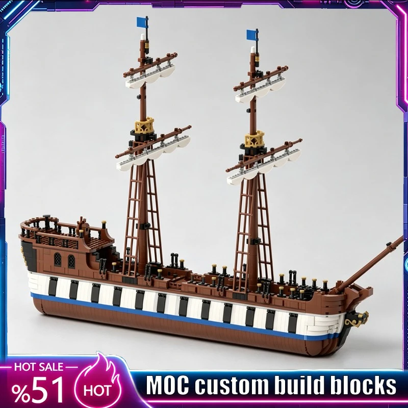2423PCS MOC Classic Merchant Ship Sailing Vessel Model Custom Building Blocks DIY Puzzle Collector Display Holiday Popular Gift