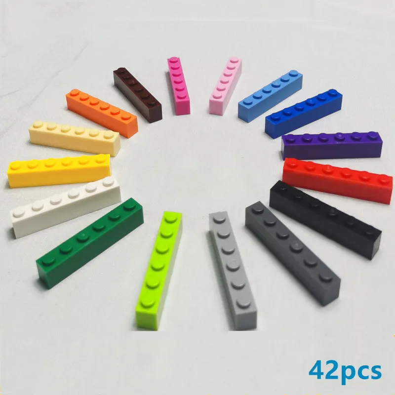 

42pcs DIY Building Blocks MOC Small Particle Figure Bricks Parts Tile 1x6 Compatible With 3009 Educational Toys for Children