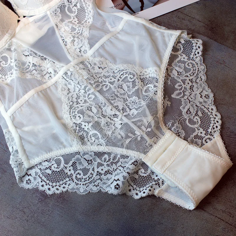 Body de encaje sexy con tirantes huecos para mujer, lencería, top moldeador, sujetador, ropa de casa con estampado floral de ...