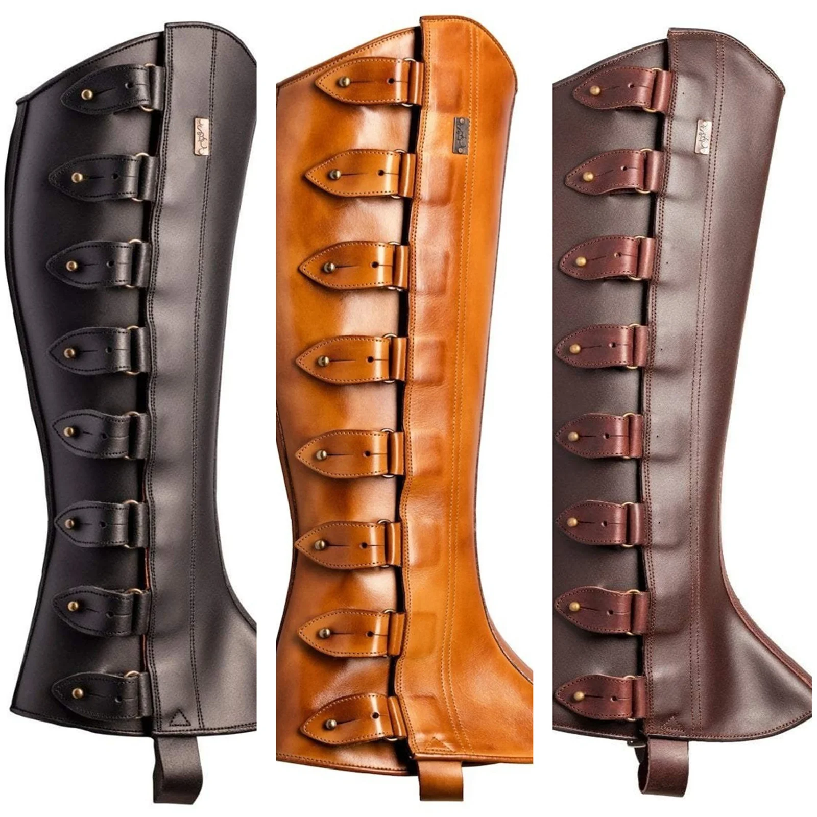 Mens Retro Medieval Renaissance Shin Guards Adjustable Leg Sets Men Gaiters Costume  for Halloween