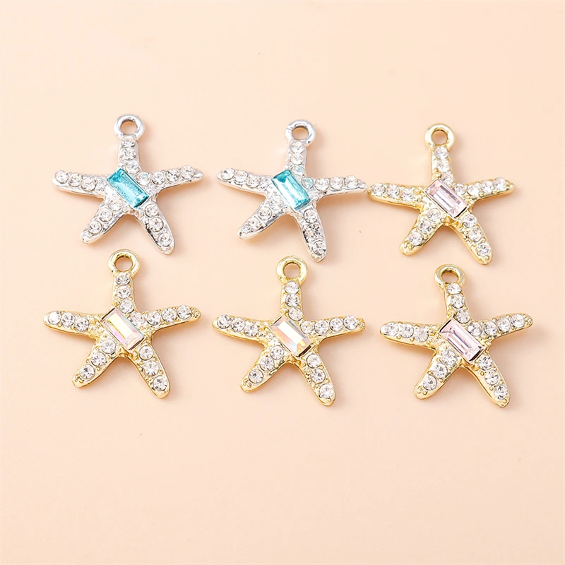 10 Stück Niedliche Kristall-Legierungs-Anhänger mit Meereslebewesen, Schildkröten, Fischen und Muscheln für Schmuckherstellung, Ohrringe, Halsketten, DIY-Bastelarbeiten und Geschenke – Detail 14