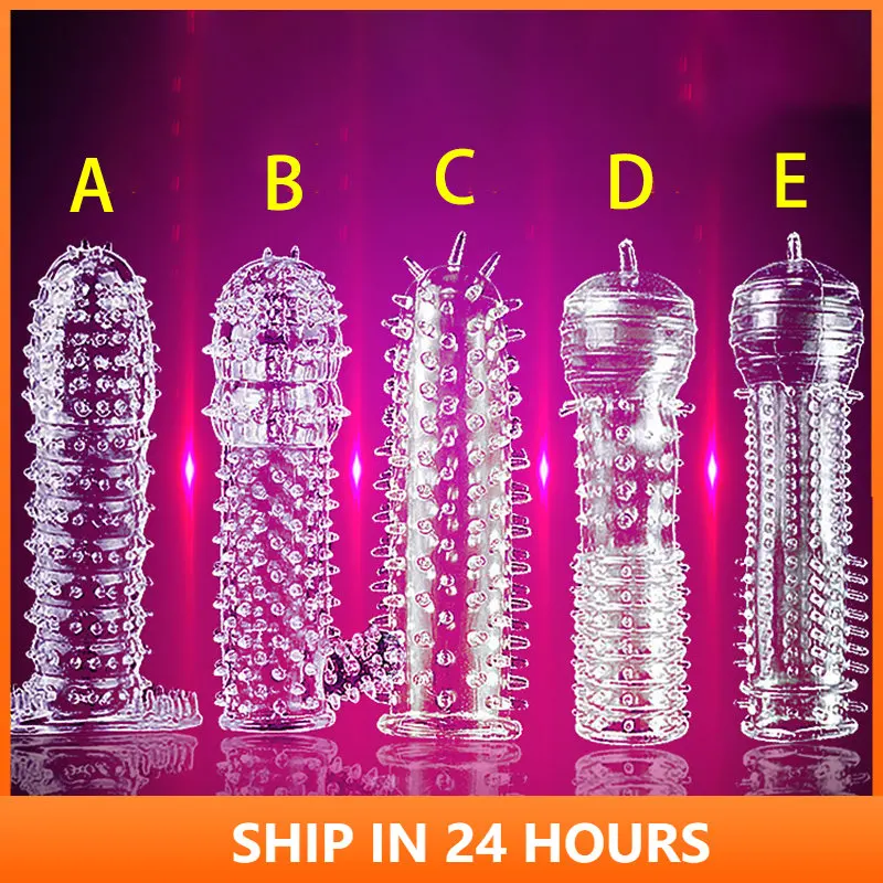 Penis Sleeve Reusable Condoms Sex Toys for Men Delay Ejaculation G Spot Stimulation Safer Contraception Cock Ring Extender 4