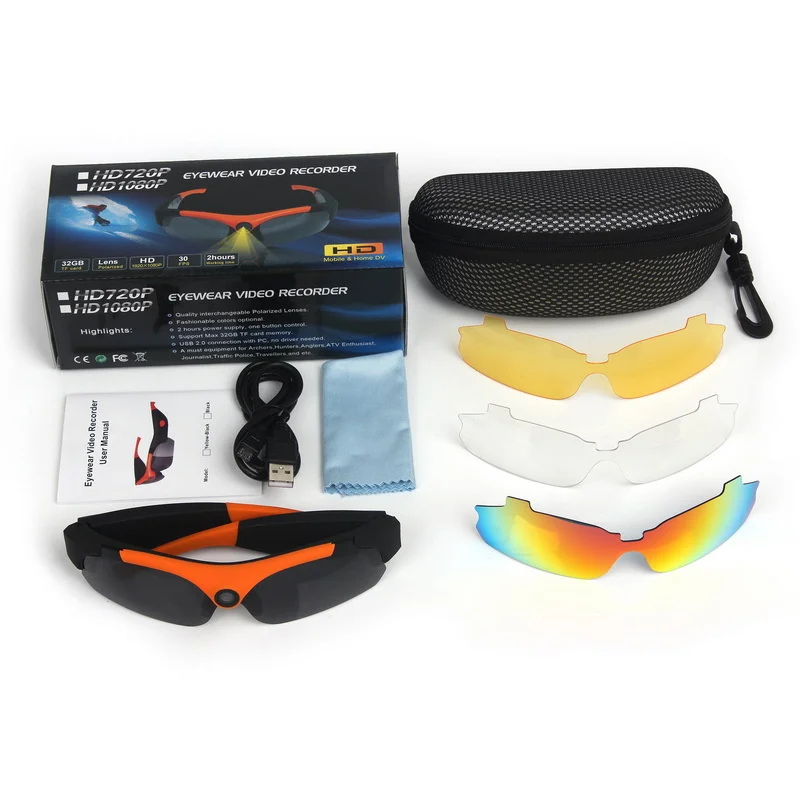 Multifunctional sports smart glasses outdoor camera cycling goggles recorder sunshade Anti-UV polarizing digital sunglasses