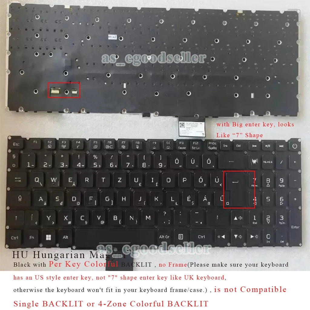

New Norwegian Danish Swedish Finni Keyboard for Acer Predator Helios PH315-55 PH315-55S PH317-56 N22C4 N22C3 Per-Key RGB BACKLIT