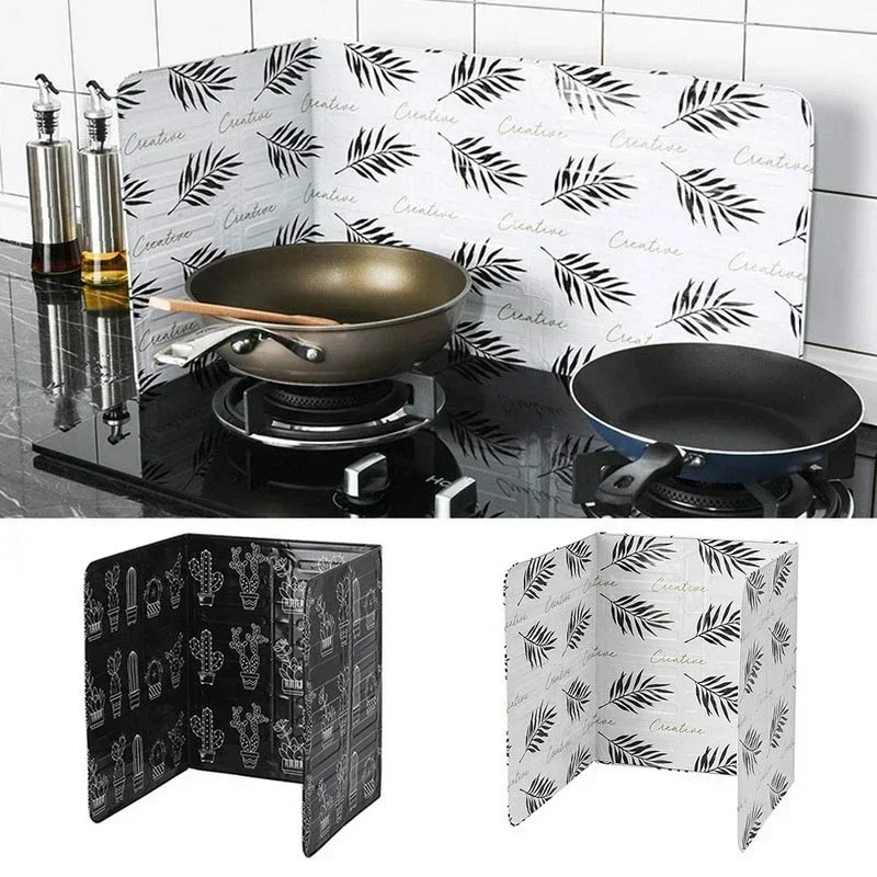 Oil Splash Shield Plate Frying Oil Foldable Kitchen Cooking Splashing Protection Gas Stove Oil Removal Rust Guard Against Stove
