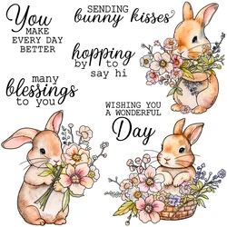 Mangocraft Autumn Flowers And Rabbits Cutting Dies Clear Stamp DIY Scrapbooking Metal Dies Silicone Stamp Cards Albums Decor