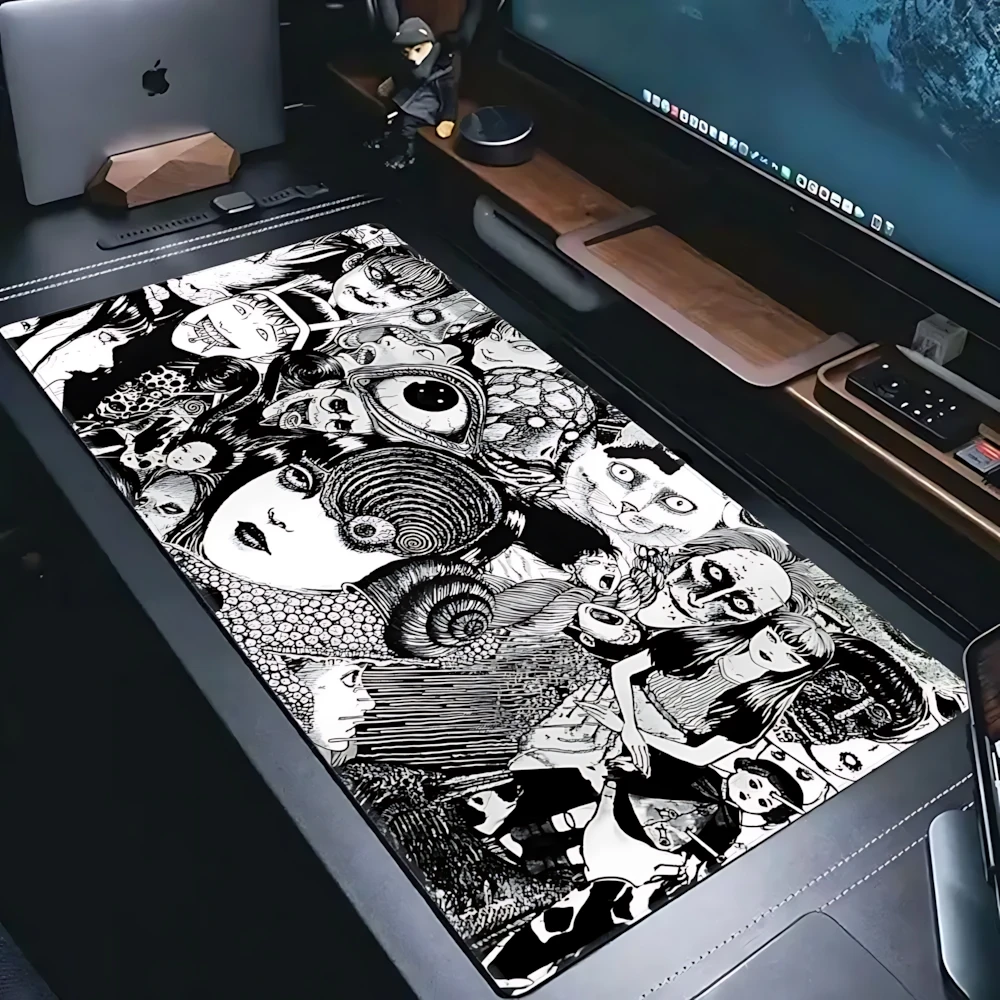 Black and white mousepad gaming keyboard pad large XXL cute high-definition desk pads player Junji Ito horror anime Keyboard mat