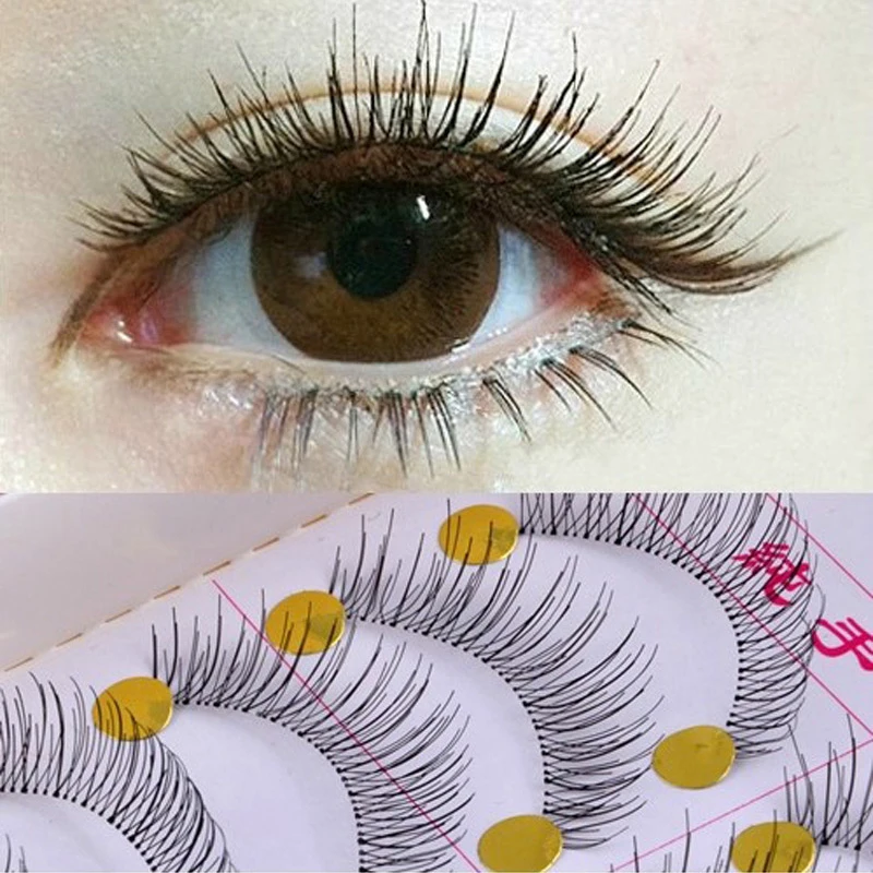 10Pair Makeup False Eyelashes Natural Long Handmade Fluffy Handmade Training Lashes  Fake Lashes Extension Makeup Tool Lashes