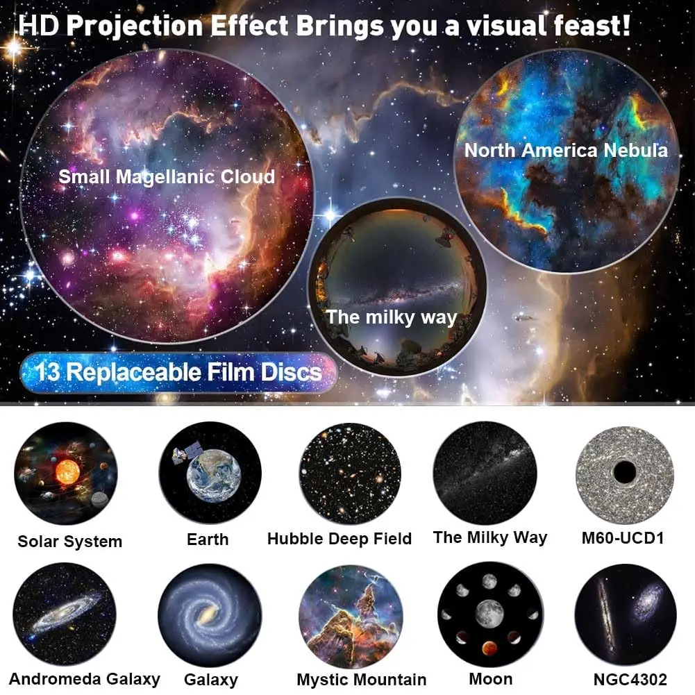 Dream LED Night Light Star Projector 13 in 1 Planetarium Galaxy Projector Lamp 360° Rotate for Bedroom Valentines Decor Day Gift