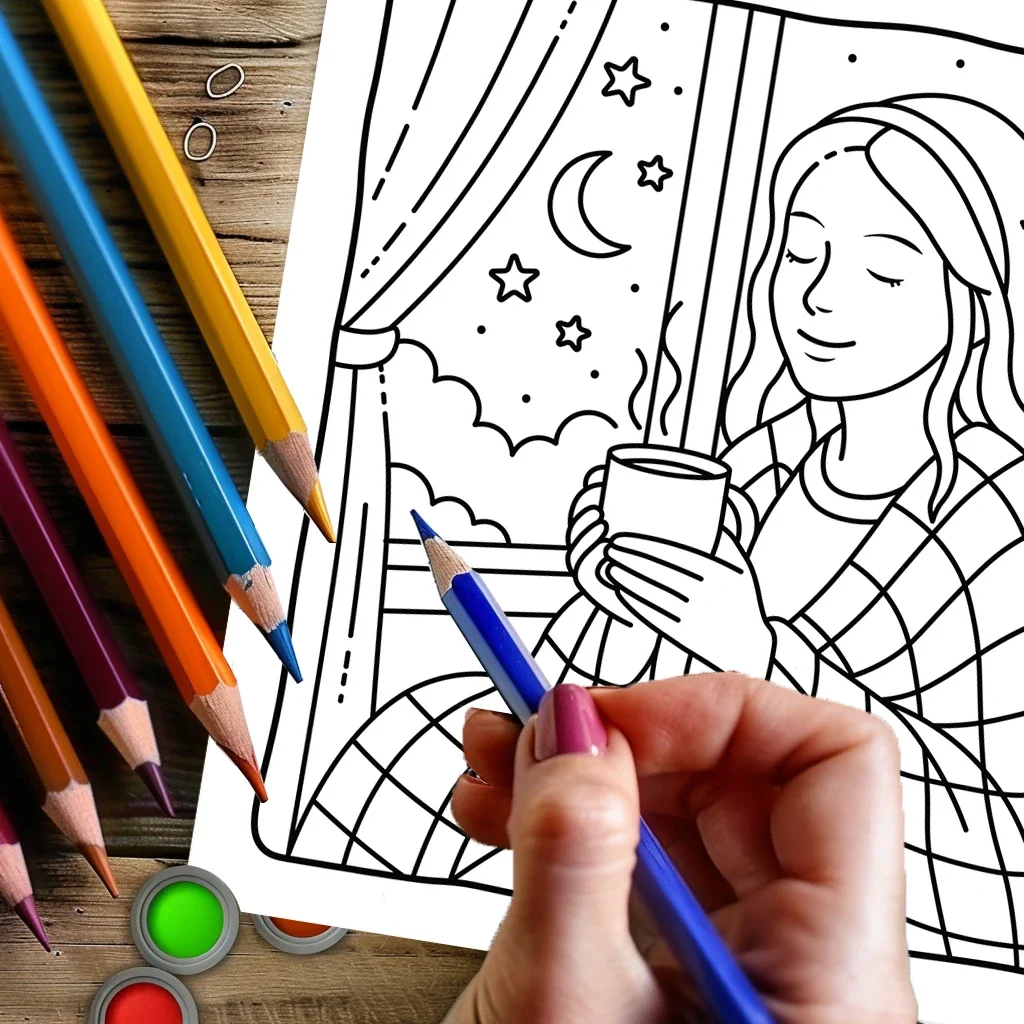 28 Pages Cozy Girl Vibe Coloring Book for Adult | Colouring Book for Stress Relief, Birthday Day Gift, Back to School Supplies