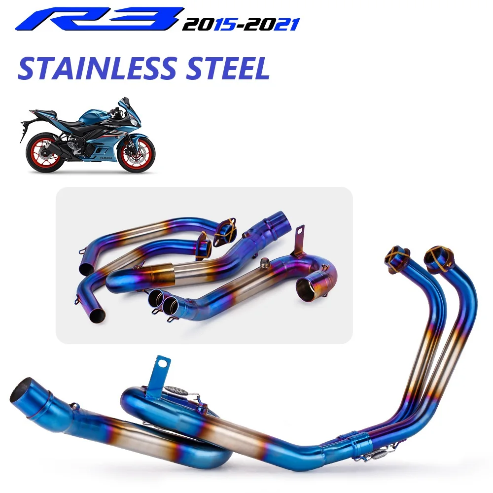 

YZF R25 R3 MT03 Full Exhaust System pipe middle pipe slip on for YAMAHA YZF MT03 R25 R3 2015 2016 2017 2018 2020 without exhaust