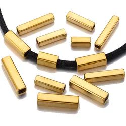 10pcs Stainless Steel Square Long Tube Beads for Needlework Materials DIY Handmade Bracelet Friendship Necklac Making Wholesale