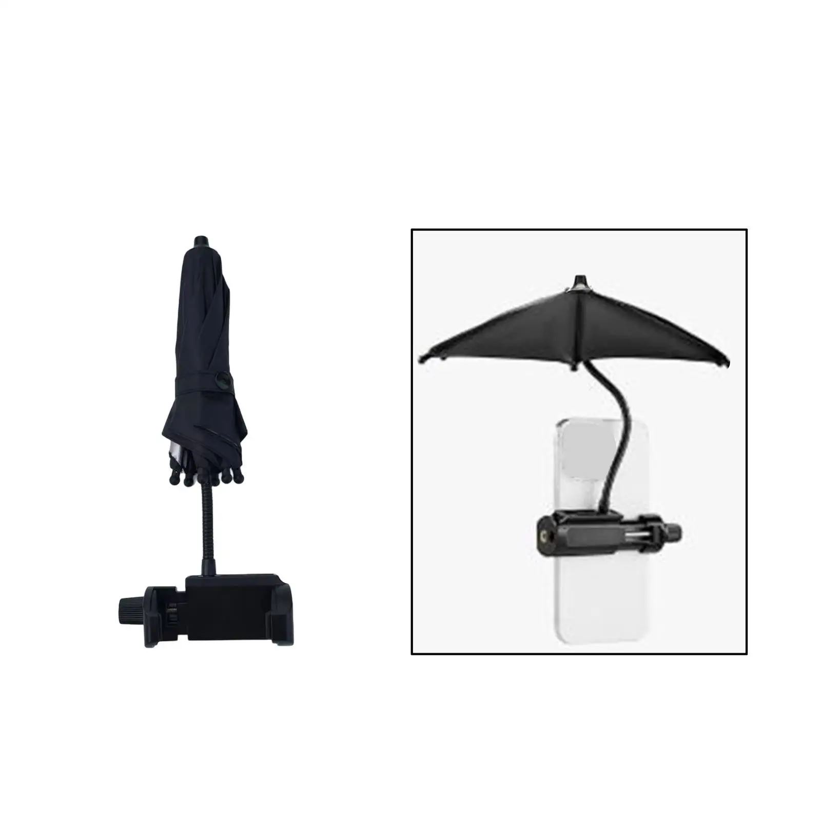 Phone Umbrella Clamp On Adjustable Clip Anti-Glare Lightweight Cloth for Car Outdoor Beach Pool Suitable for Video Watching