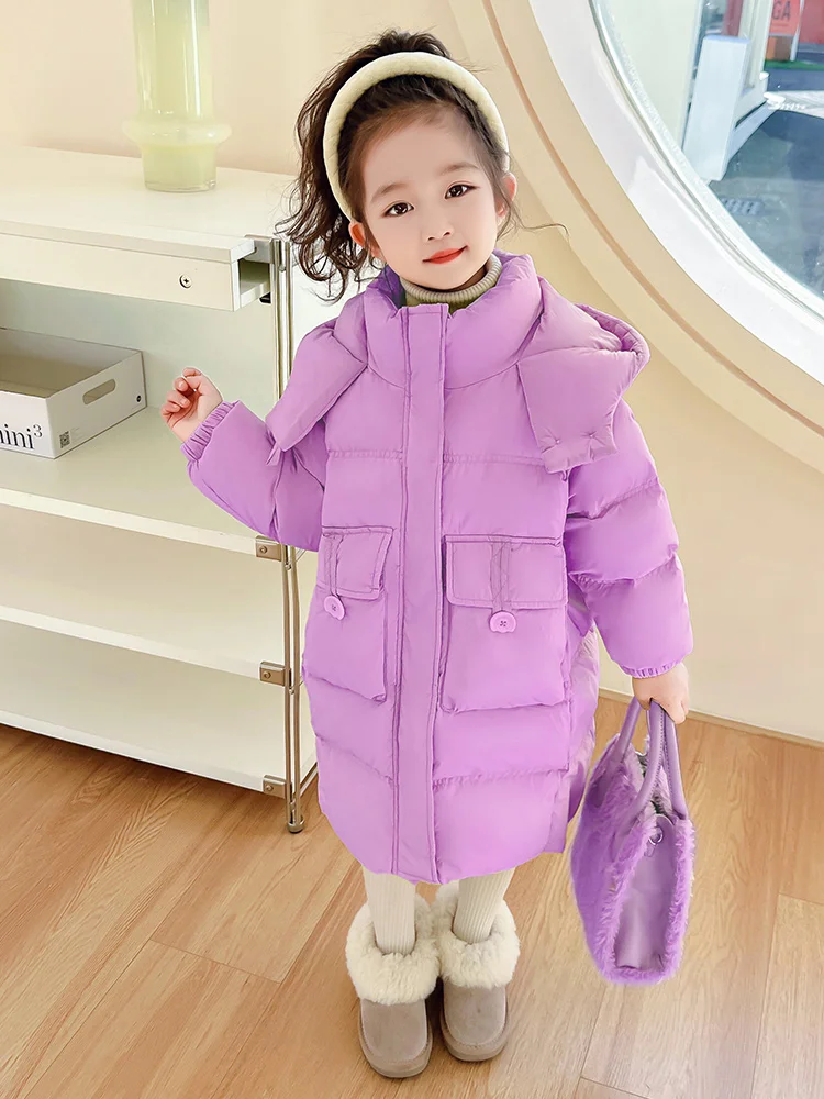 Winter 2024 new children's long clothing winter coat for baby girls