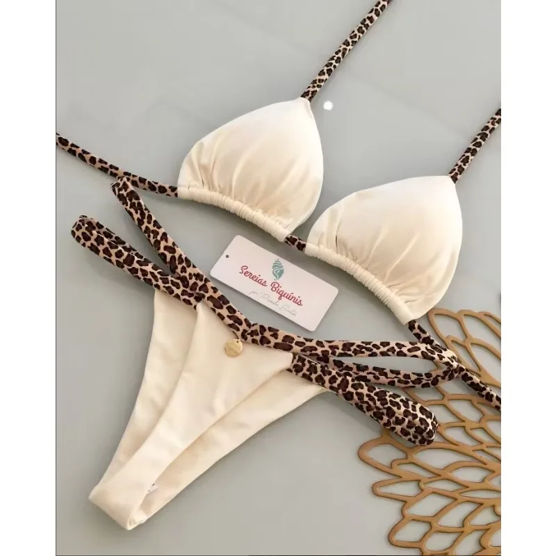 

2026 Купальники женские с милым вишневым принтом, бразильские стринги, комплект бикини, сексуальный купальник-стринги, купальный костюм из двух предметов, женская пляжная одежда