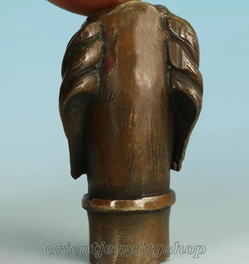 Antique Victorian Walking Stick handle with Bronze Dog Head Walking Stick handle
