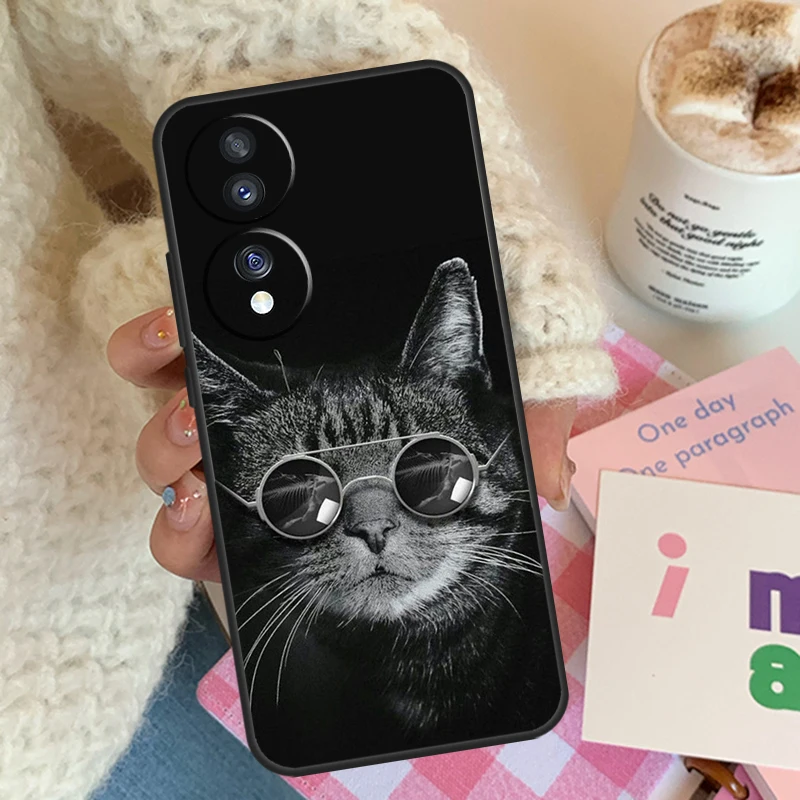 حافظة لطيفة للقطط المحبوكة لهاتف Honor Magic 7 6 5 Lite لهاتف Honor 400 200 Pro 90 70 50 X9 X8a X8b X9a X9b X9c