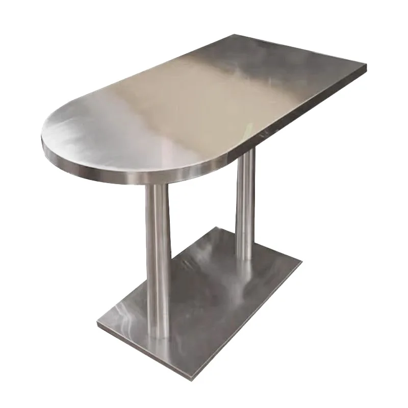 Retro industrial style stainless steel semi-round long table, rectangular table