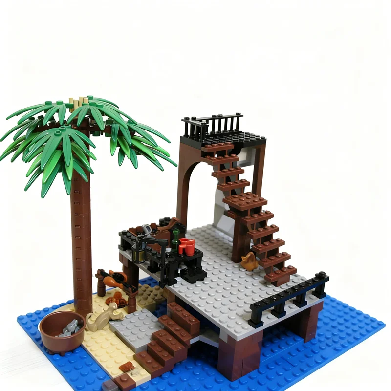 1776pcs MOC Pirates Skull Island Model Building Blocks Construction Assemble DIY Idea Creative Toy Festival Gift Education