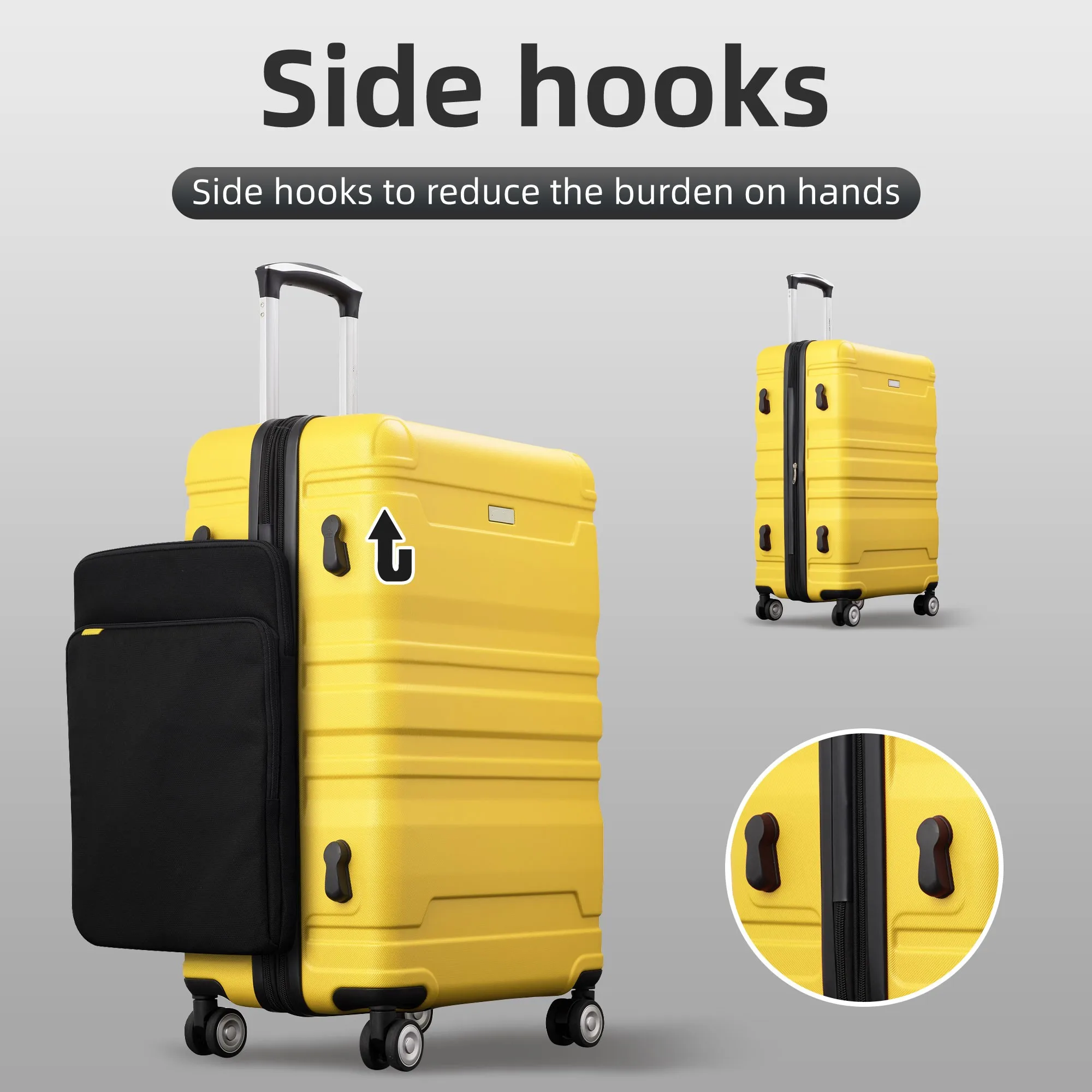 3 Pieces Hardshell Luggage Sets, Expandable Suitcase Sets With Spinner Wheels And TSA Lock For Travel (20''/24''/28'')