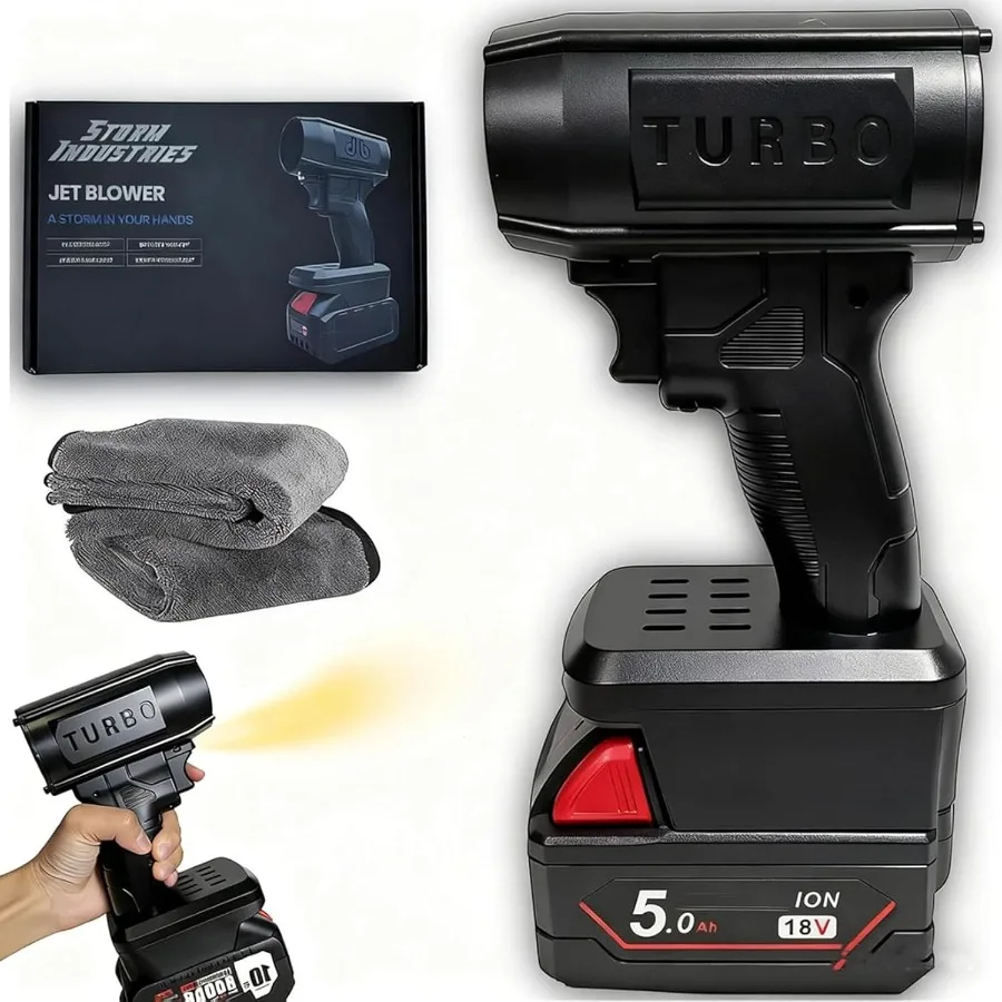 

Струйный вентилятор Storm Industries 2.0 Электрический беспроводной вентилятор для листьев с частотой 130 000 об/мин и высокоскоростным портативным портативным портативным потоком воздуха 200 миль в час