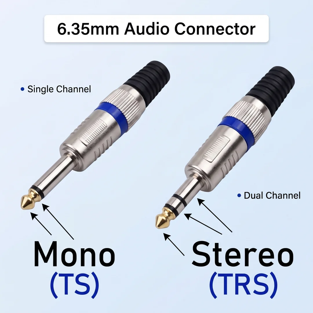 Audio Plug 6.35mm 2 3 Pole Mono Stereo Amplifier Microphone Plug Core Soldering Connector