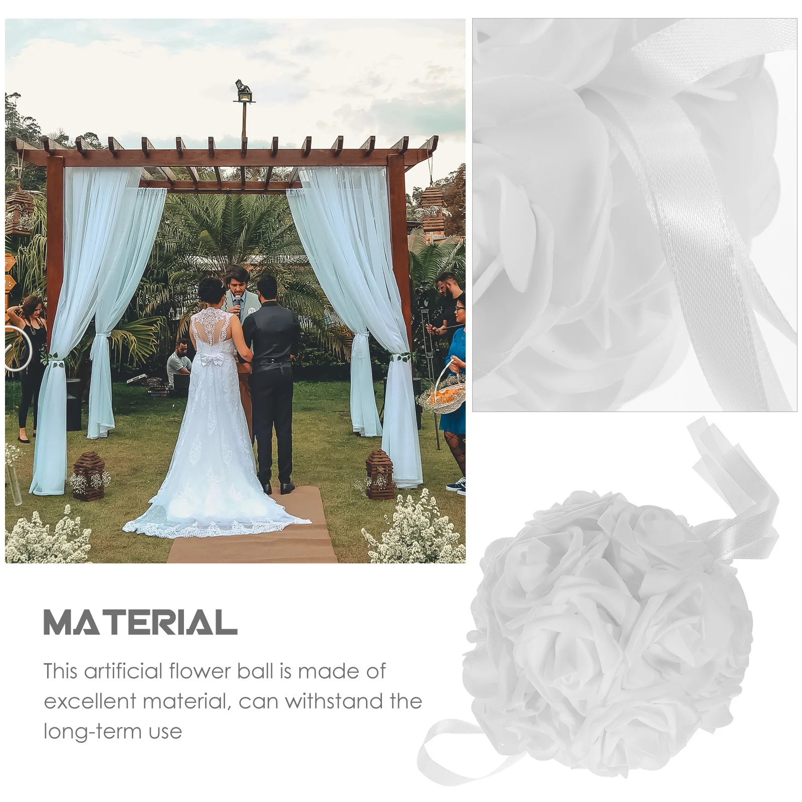 

Rose Flower Ball Wedding Party Decorations Artificial Floral Balls Decoration Event Engagement Ornament White