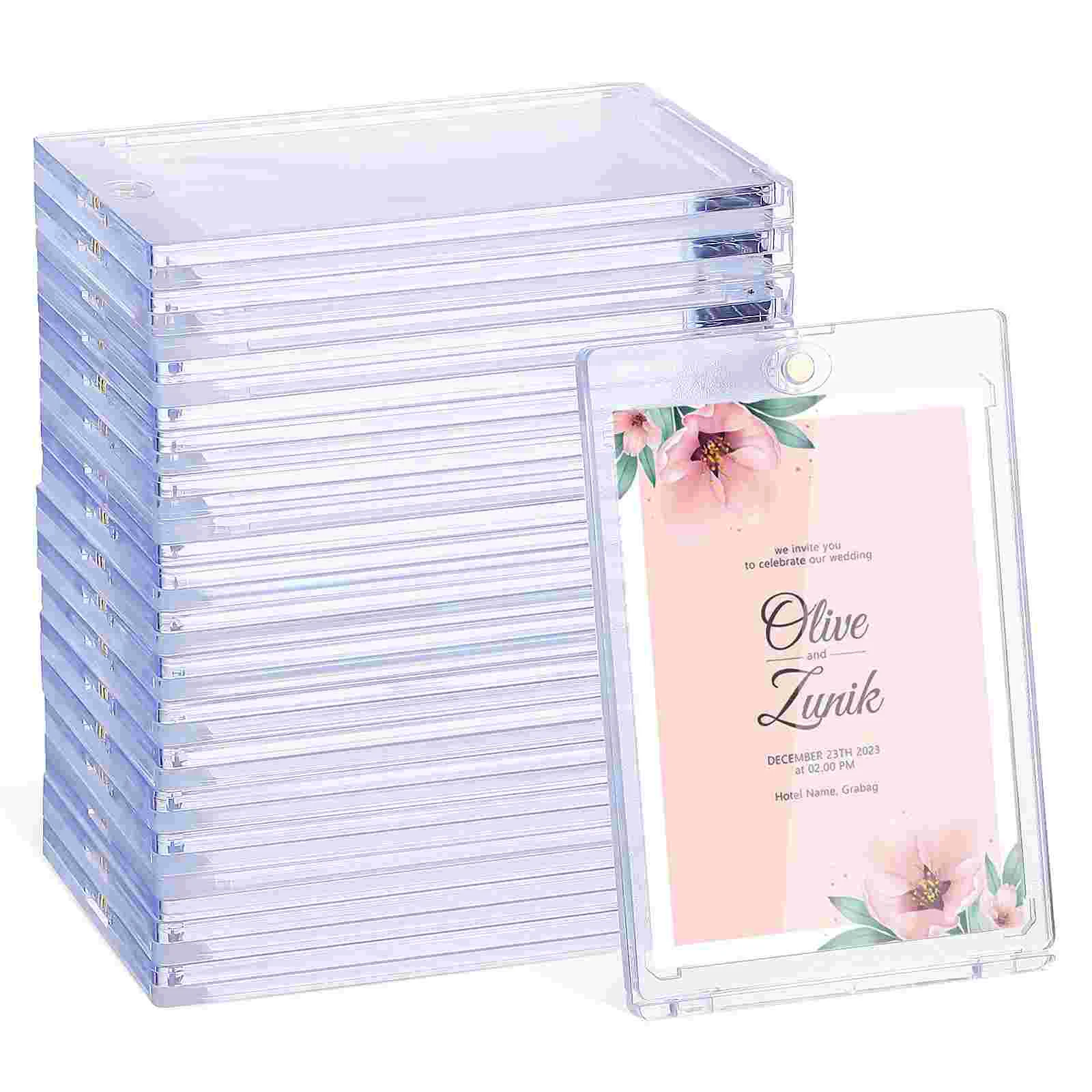 

18 Pcs Small Kaka Brick Trading Card Holders Magnetic Case Baseball Hard Plastic Protectors Thick Sleeves Stand Clear