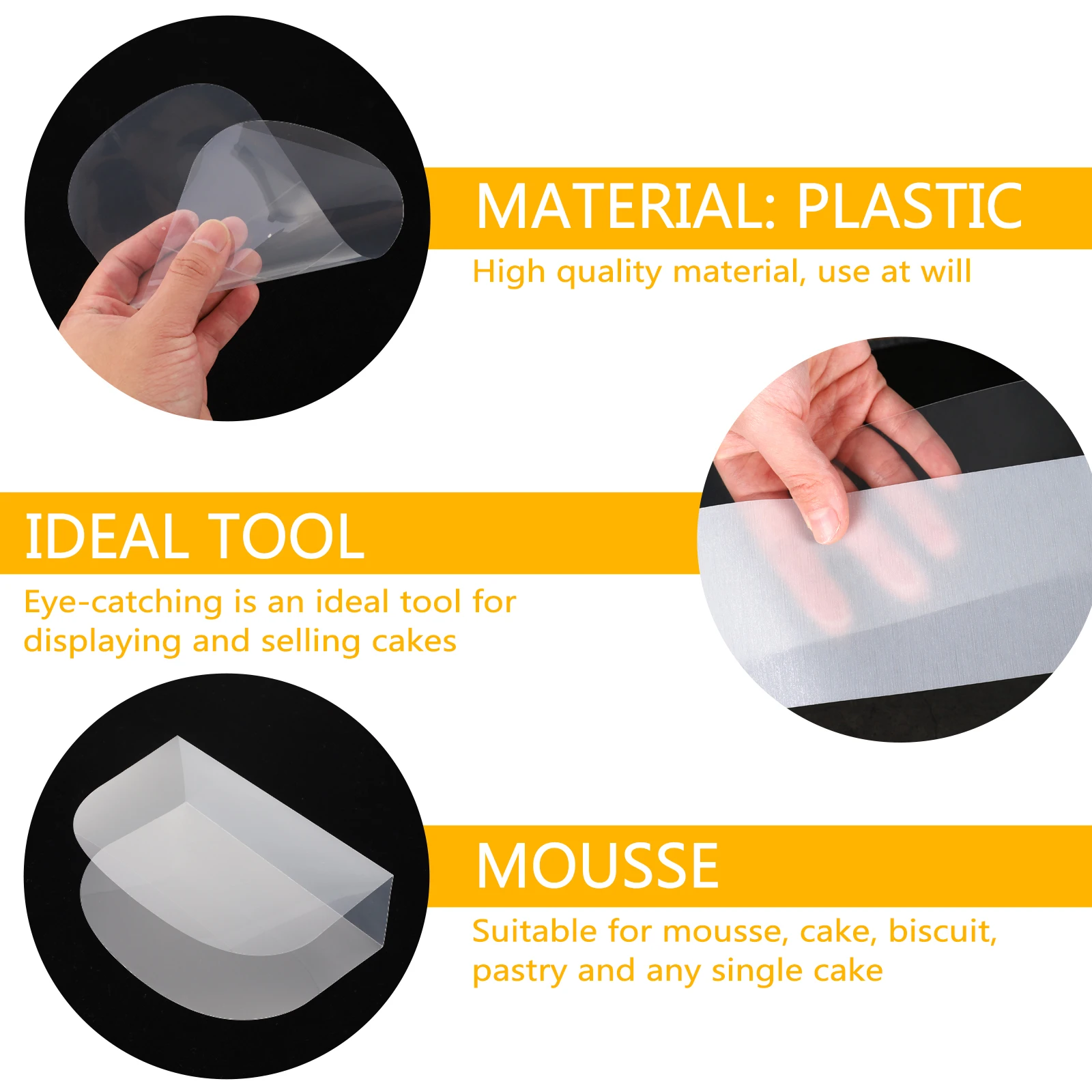 

100pcs Cake Collar Transparent Creative Surround Lightweight Mousse Decor Packaging Pad For Baking Cakes Pastry Display Selling