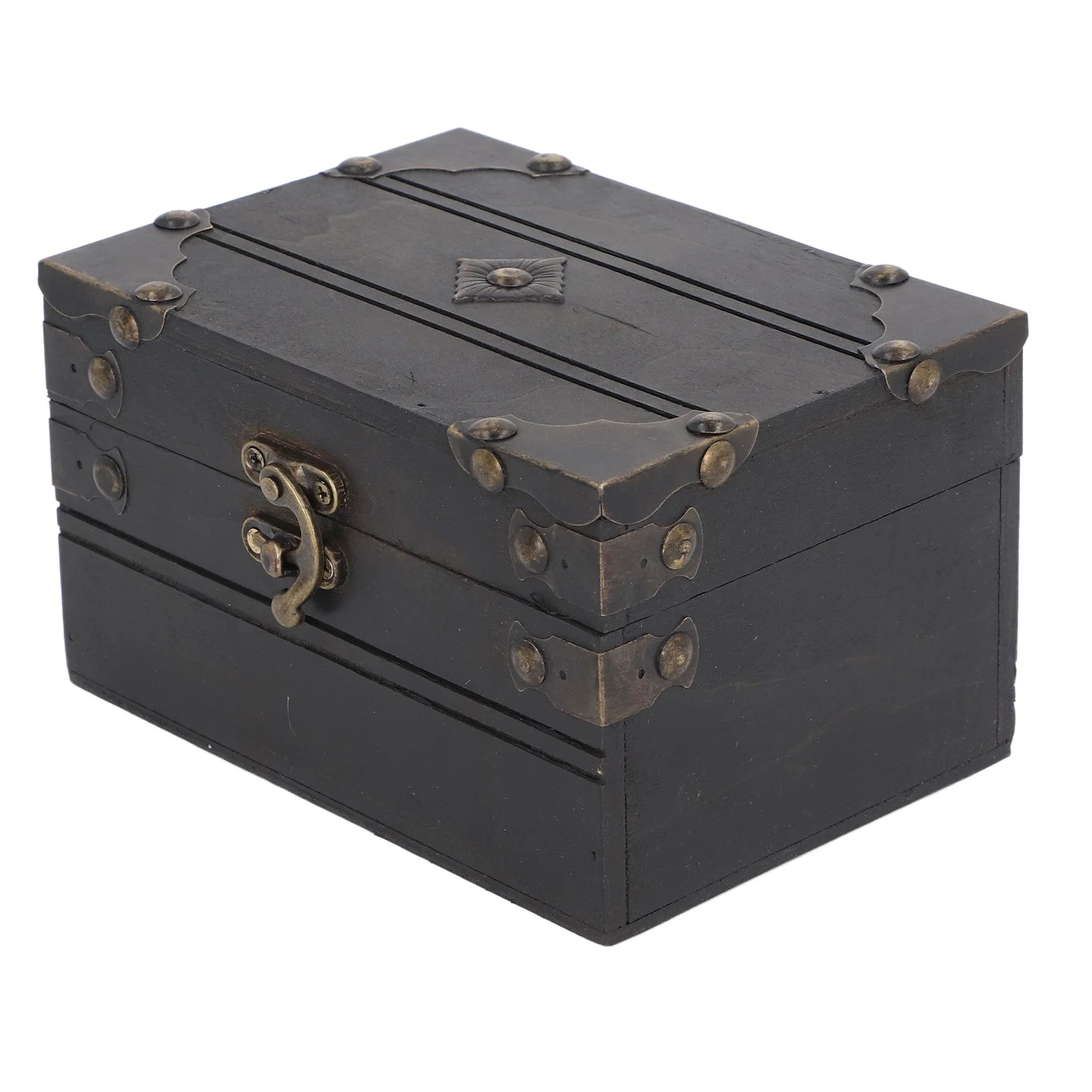 Vintage Wooden Jewelry Storage Box Treasure Chest Case Trinket Box Desk Decoration for Storing Necklace Rings Earrings
