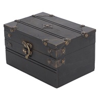 Vintage Wooden Jewelry Storage Box Treasure Chest Case Trinket Box Desk Decoration for Storing Necklace Rings Earrings