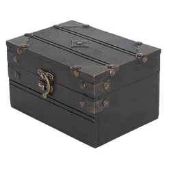 Vintage Wooden Jewelry Storage Box Treasure Chest Case Trinket Box Desk Decoration for Storing Necklace Rings Earrings