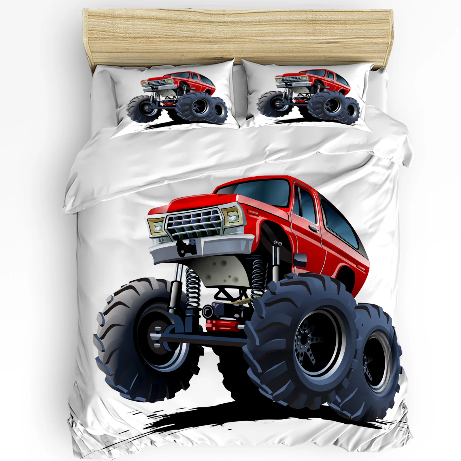 

Cartoon Red Truck Bedding Set 3pcs Boys Girls Duvet Cover Pillowcase Kids Adult Quilt Cover Double Bed Set Home Textile