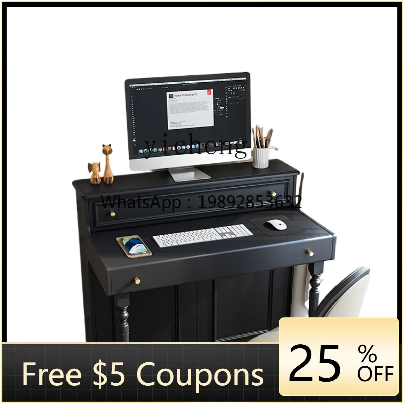 

ZC1 Retro Desk High-Grade Study Study Table Modern Black Home Bedroom Computer Desk