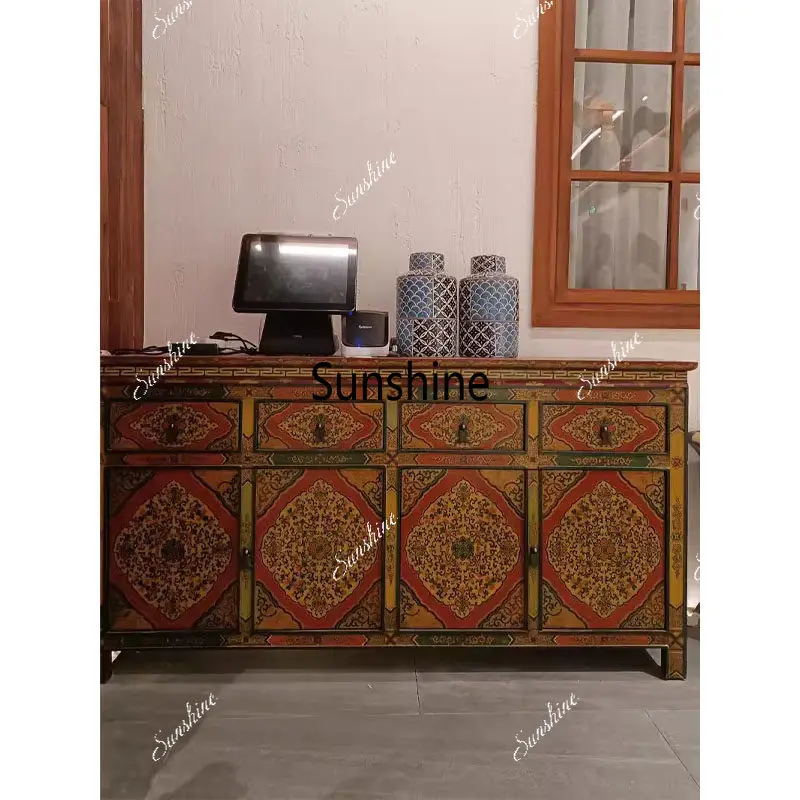 

Solid wood dining side cabinet painted storage living room strip cabinet