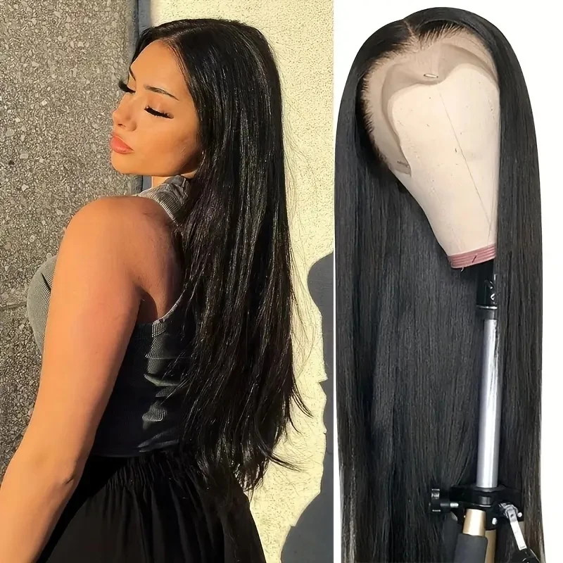 180 Density Straight 13x4 Lace Frontal Wig Transparent Lace Front Wigs Brazilian 26 30 34 Inches Bone Straight Human Hair Wigs