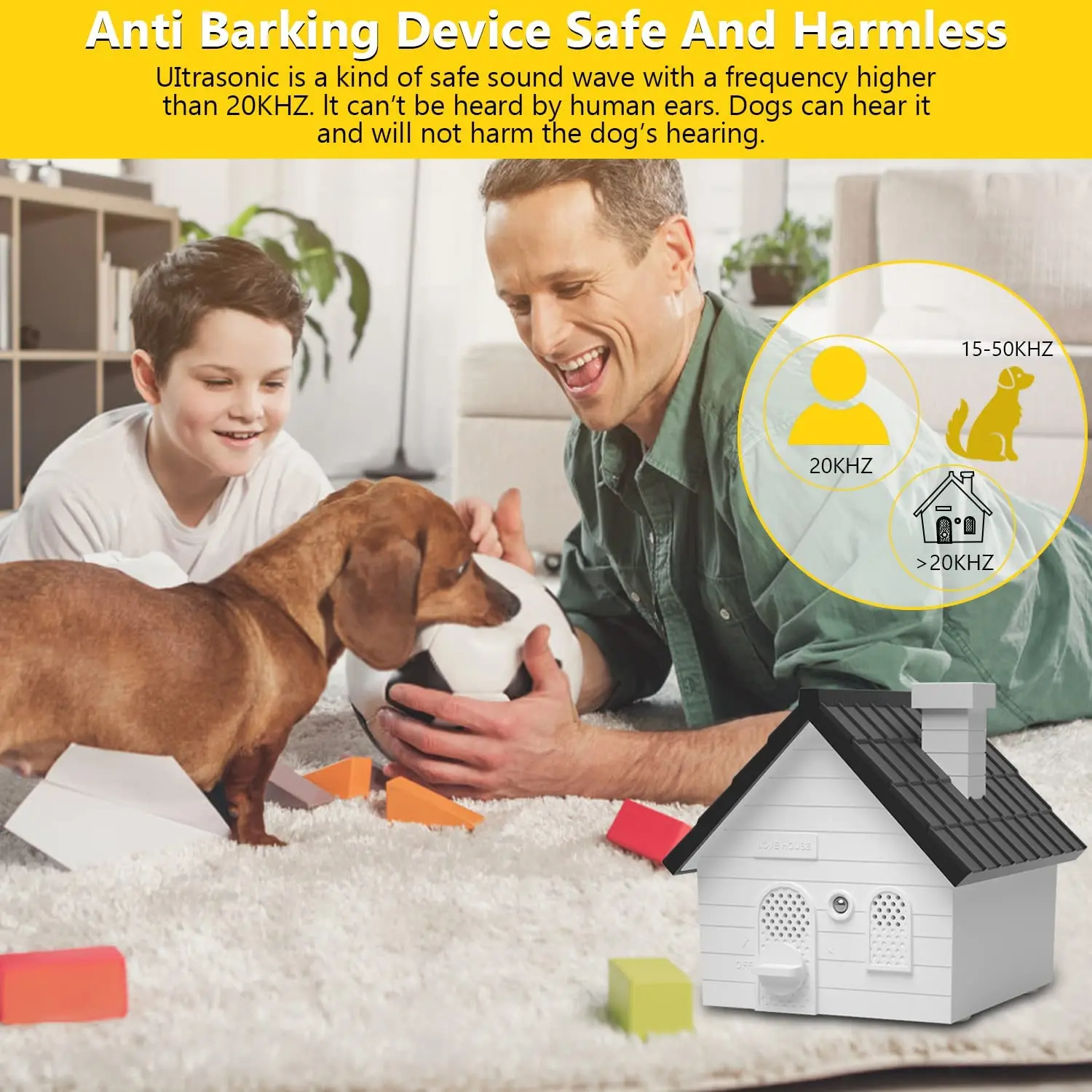 Bird House Stationary Dog Deterrent Training Indoor Outdoor Ultrasonic Sonic Anti Stop No Bark Control Device